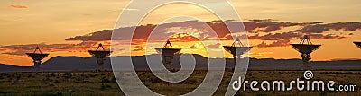 Very Large Array at Sunset (Satellite Dishes) Stock Photo