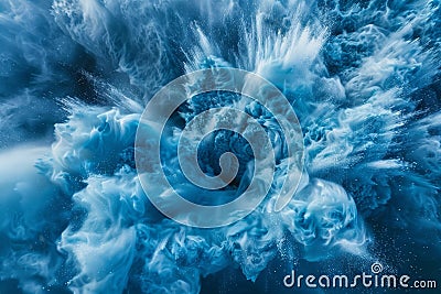 A very large blue and white object floating in the water, Blend different shades of blue seamlessly to create a mesmerizing visual Stock Photo