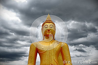 Very large Buddha, beautiful gold. Stock Photo