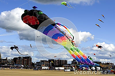 Very large kite tethered to the beach Editorial Stock Photo