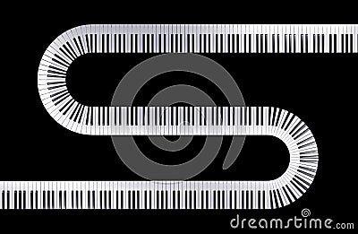 Very long curved musical keyboard of a piano Cartoon Illustration