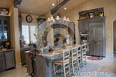 Very nice kitchen with large island Stock Photo