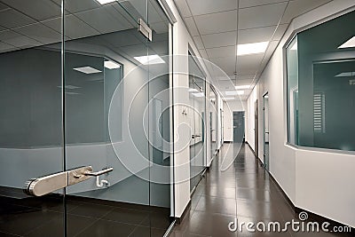 Beautiful modern office interior with a glass door Stock Photo