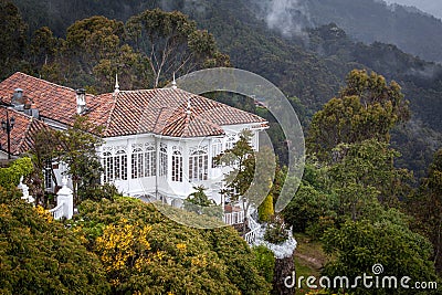 Very nice old colonial building at the Monserrate, Bogota, Colombia Stock Photo