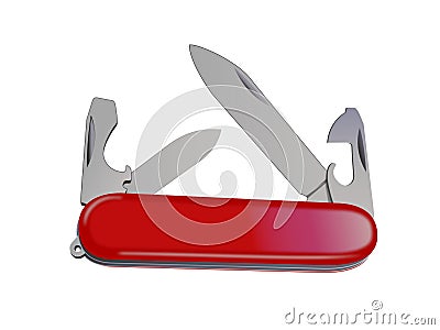 Very nice penknife on white background - 3d rendering Stock Photo