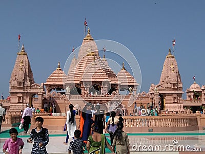 Indian devotional temple Nilkanthdham Poicha Editorial Stock Photo