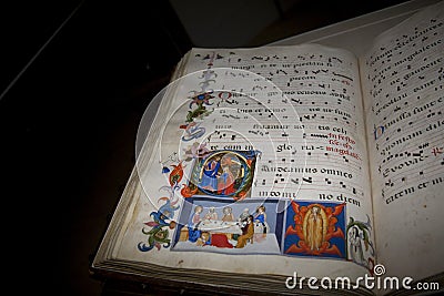 Very old Choir Book from 1380 Stock Photo
