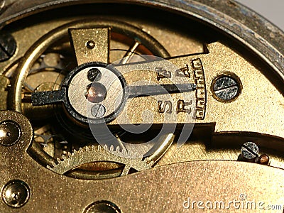 Very old clock machine Stock Photo