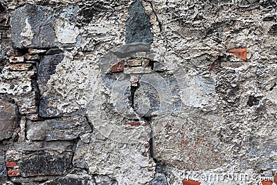 Wall old background texture brick concrete surface grunge stone rough plaster cement vintage structure architecture weathered aged Stock Photo