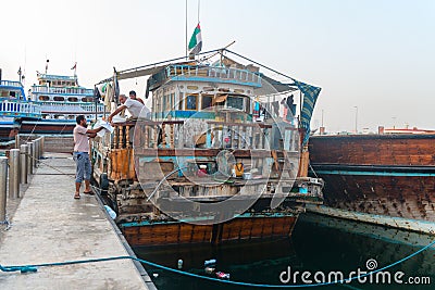 Very old and decrepit traditional dhows wooden boat Editorial Stock Photo