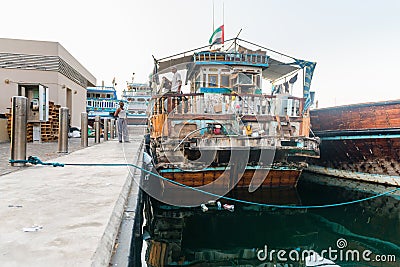 Very old and decrepit traditional dhows wooden boat Editorial Stock Photo