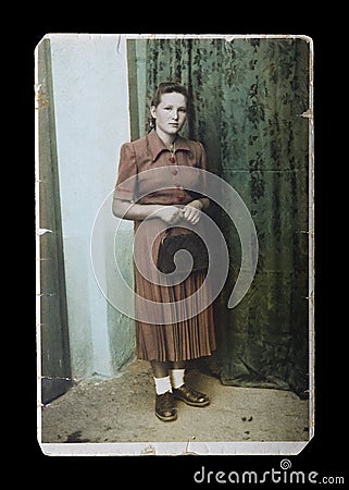 Vintage photograph of young woman Stock Photo