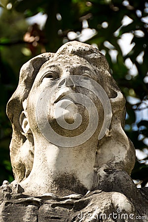 Very old statue of a woman Stock Photo