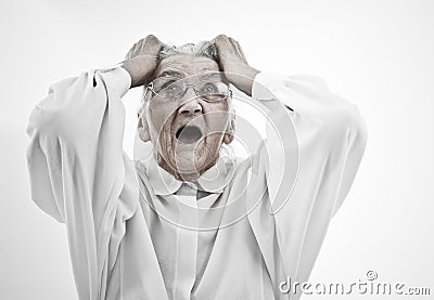 Neurotic grandma Stock Photo