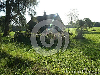 Very old wooden house, historic courtyard Stock Photo