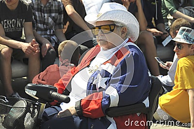 A very patriotic senior citizen attends a patriotic demonstration Editorial Stock Photo