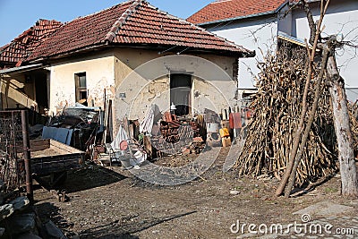 Very poor gipsy house in Serbia Editorial Stock Photo
