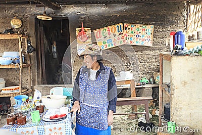 Very poor Peruvian woman in her kitchen Editorial Stock Photo