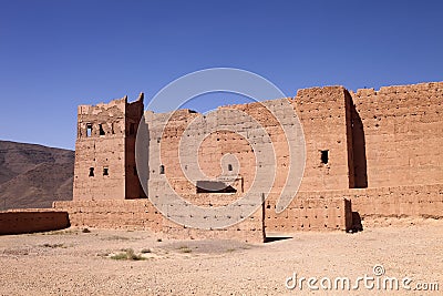 Very popular filmmakers reconstructing the kasbah Ait - Benhaddou, Morocco Stock Photo