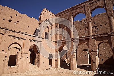 Very popular filmmakers reconstructing the kasbah Ait - Benhaddou, Morocco Stock Photo