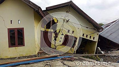 very powerful disaster, earthquake, liquefaction, tsunami. very terrible. Palu, Central Sulawesi, 2018 Editorial Stock Photo