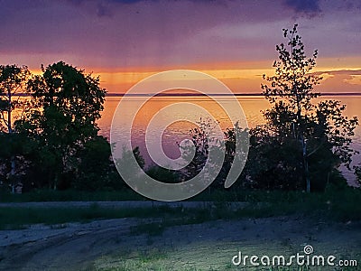 Very pretty sunset with a storm following Stock Photo