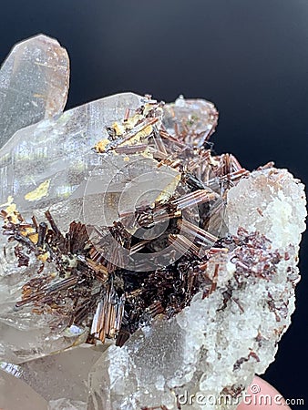 very Rare Sagenite Rutile with Quartz crystal Mineral specimen from Skardu pakistan Stock Photo