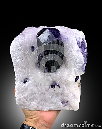 Very rare scapolite crystal on matric mineral specimen from badakhshan afghanistan Stock Photo