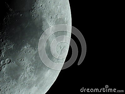 very sharp close-up of the rising crescent moon in the night sky Stock Photo