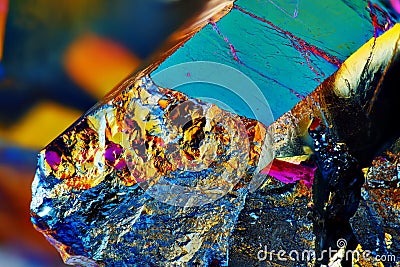 Very sharp Titanium rainbow aura quartz crystal Stock Photo