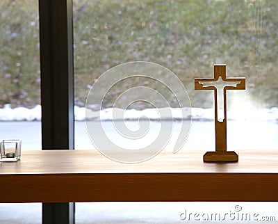 Very simple wooden holy crucifix jesus christ Stock Photo