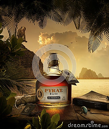 Very special amber Carribean blended rum from Anguilla Rums Ltd. in the West Indies. Editorial Stock Photo