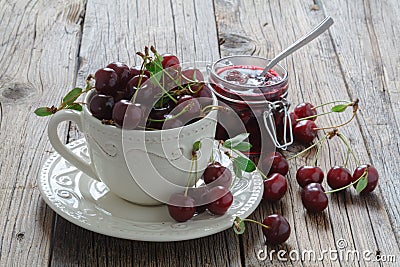 Very tasty, delicious, sweet berry jam, mousse. Dense cherry mar Stock Photo