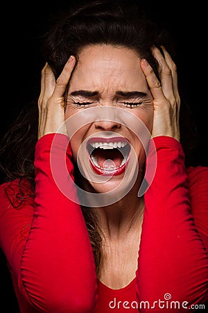 Very upset, emotional and angry woman Stock Photo