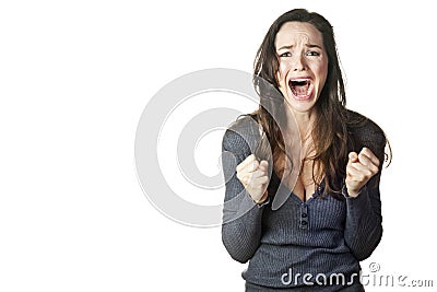 Very upset and emotional woman crying. Stock Photo