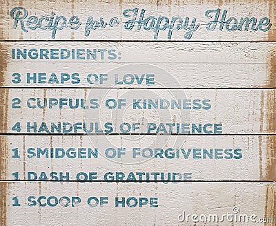 Very useful recipe for a happy home Stock Photo