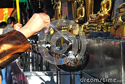 Vesak Bucha candle in Thai temple Stock Photo