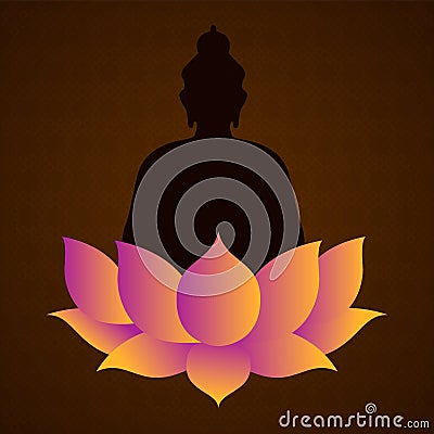 Happy Vesak Day card of buddha and lotus flower Vector Illustration