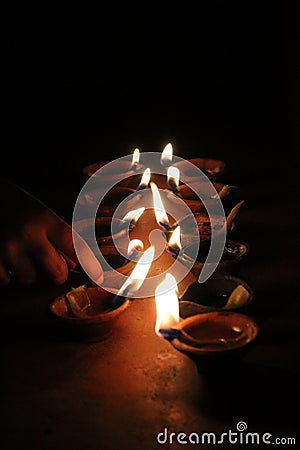 Vesak Lantern Festival in Sri Lanka. Oil lamps Stock Photo