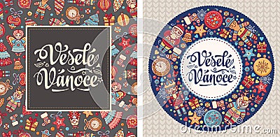 Vesele Vanoce. Czech text Happy Christmas. Vector Illustration