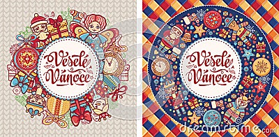 Vesele Vanoce. Czech text Happy Christmas. Vector Illustration