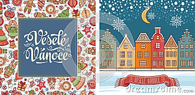 Vesele Vanoce. Czech text Happy Christmas. Vector Illustration