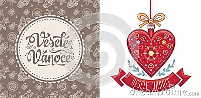 Vesele Vanoce. Czech text Happy Christmas. Vector Illustration