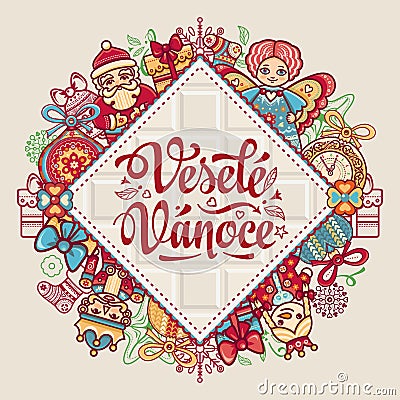 Vesele Vanoce. Vector. Czech language. Warm Vector Illustration