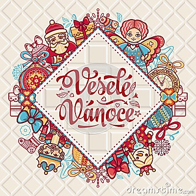 Vesele Vanoce. Vector. Czech language. Warm Vector Illustration