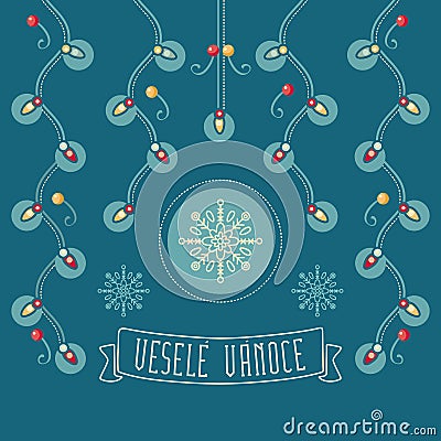 Vesele Vanoce. Vector. Czech language. Warm Vector Illustration