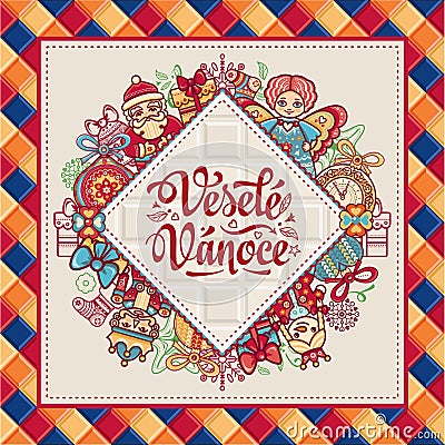 Vesele Vanoce. Vector. Czech language. Warm Vector Illustration