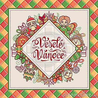 Vesele Vanoce. Vector. Czech language. Warm Vector Illustration