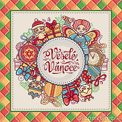 Vesele Vanoce. Vector. Czech language. Warm Vector Illustration