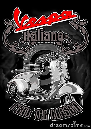 Vespa italiano Cartoon Illustration